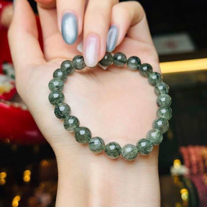 Vòng Thạch Anh Tóc Xanh 6mm