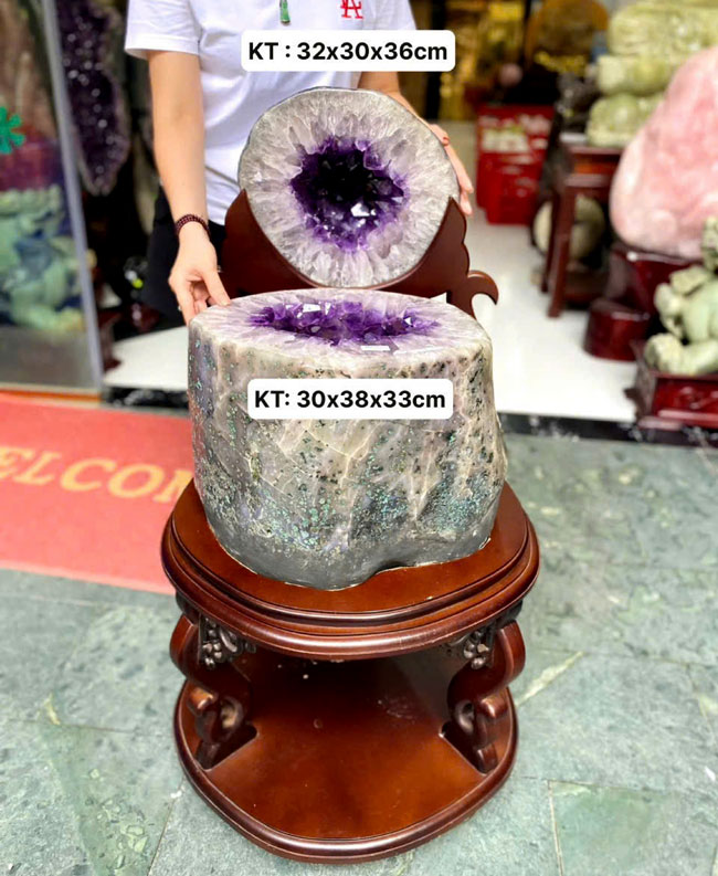 Hốc Tinh Thể Thạch Anh Tím Vỏ Mã Não 95,5kg