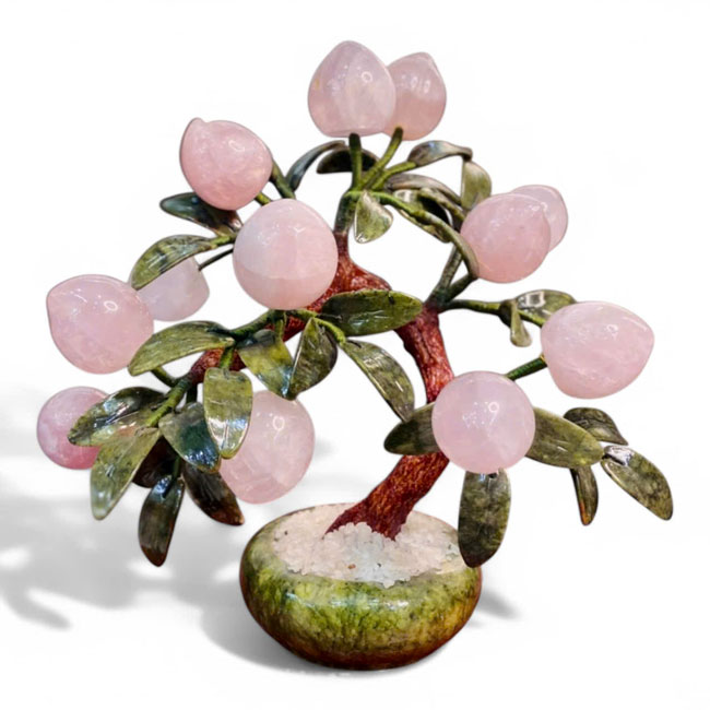 Cây Đào Thạch Anh Hồng 12 Quả Cao 28cm