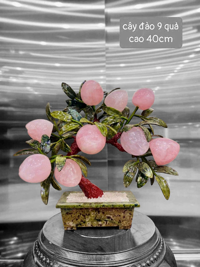 Cây Đào Thạch Anh Hồng 9 Quả Cao 40cm