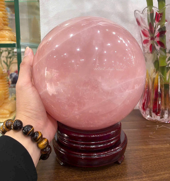 Quả Cầu Phong Thủy Thạch Anh Hồng 9,56kg